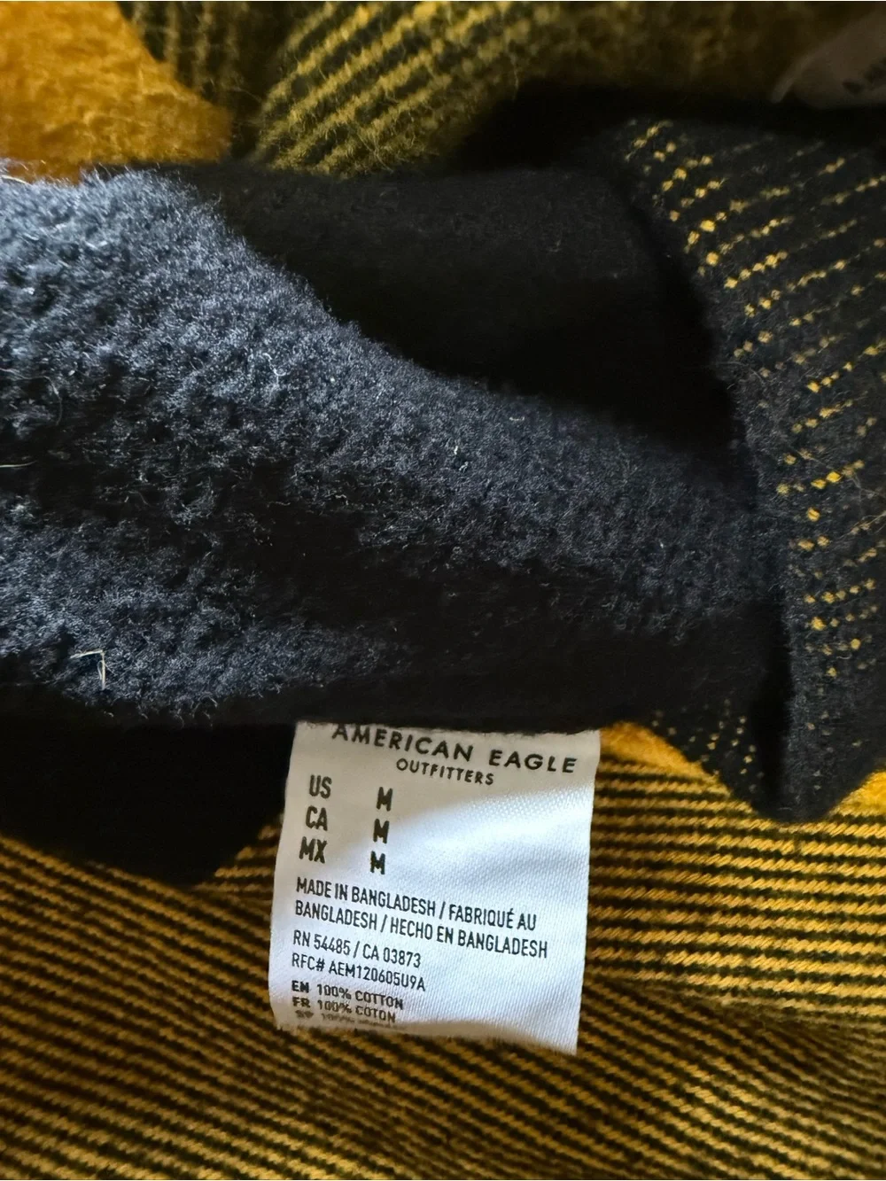 American Eagle Outfitters Yellow and Black Buffalo Plaid Button-Down